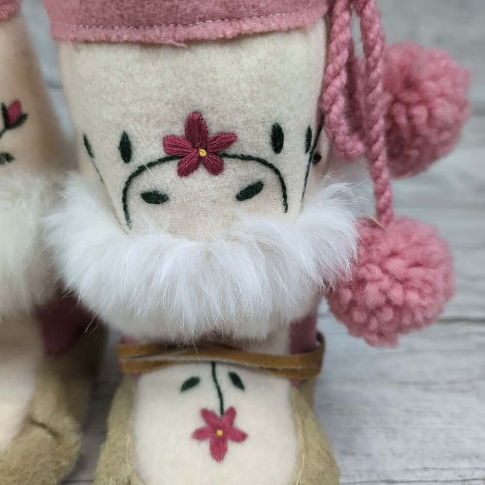 Handmade Native American Mukluk Leather With Fur Boots Youth Size 4 - Picture 2 of 9